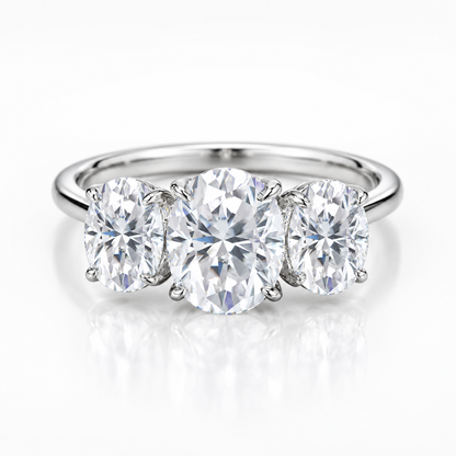 4ct Oval Cut Moissanite Trilogy Engagement Ring