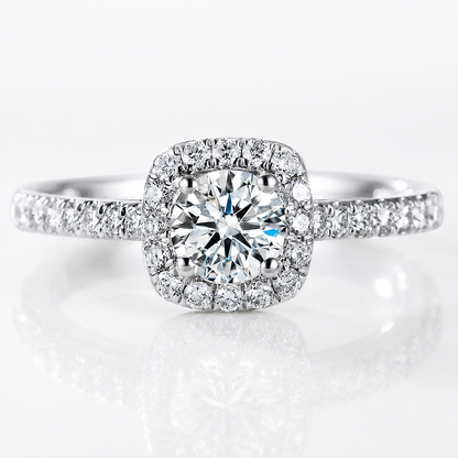 Cushion Halo Moissanite Engagement Ring