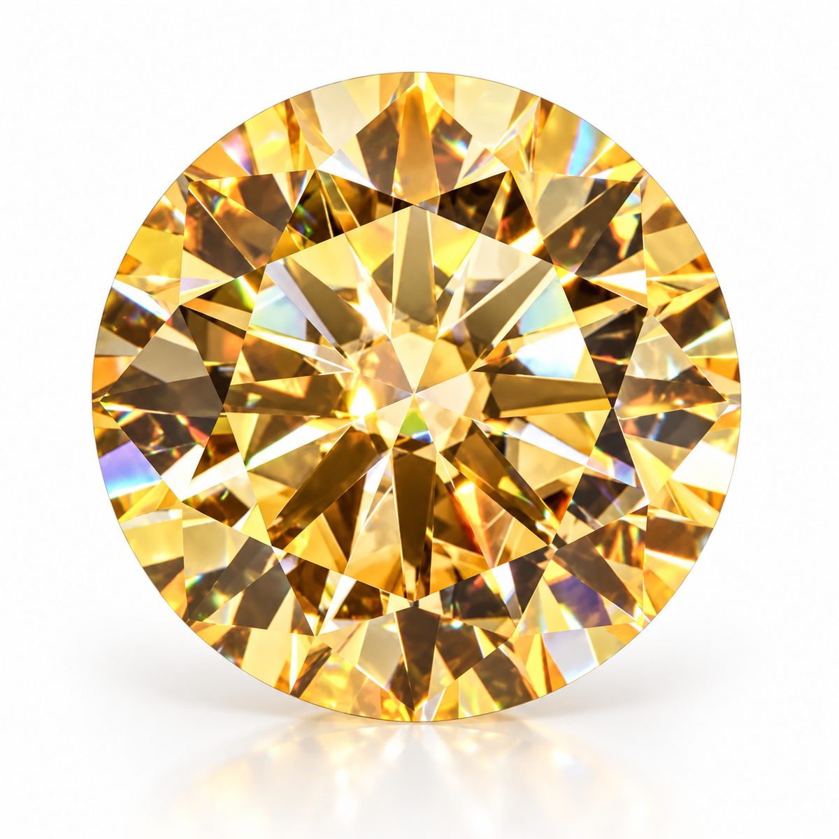 Champagne Round Brilliant Cut Moissanites