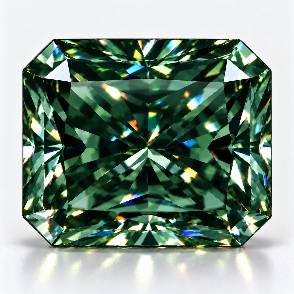 Forest Green Radiant Cut Moissanites