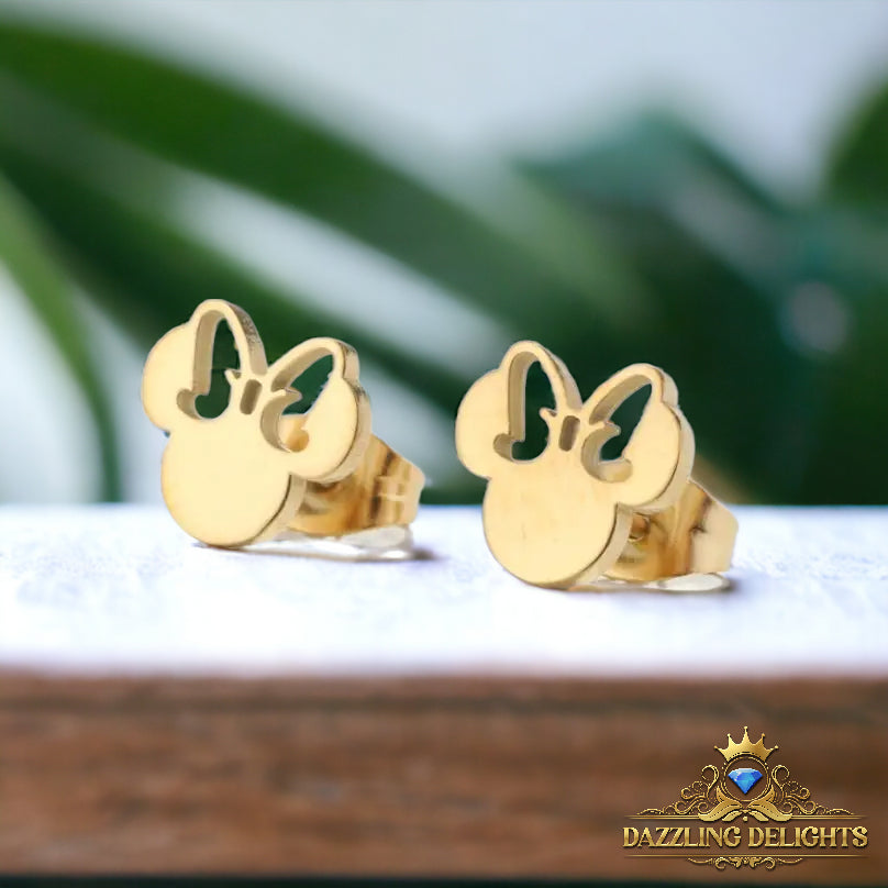 Titanium Minnie Mouse Stud Earrings - Premium Jewelry from Dazzling Delights - Just $22.95! Shop now at Dazzling Delights