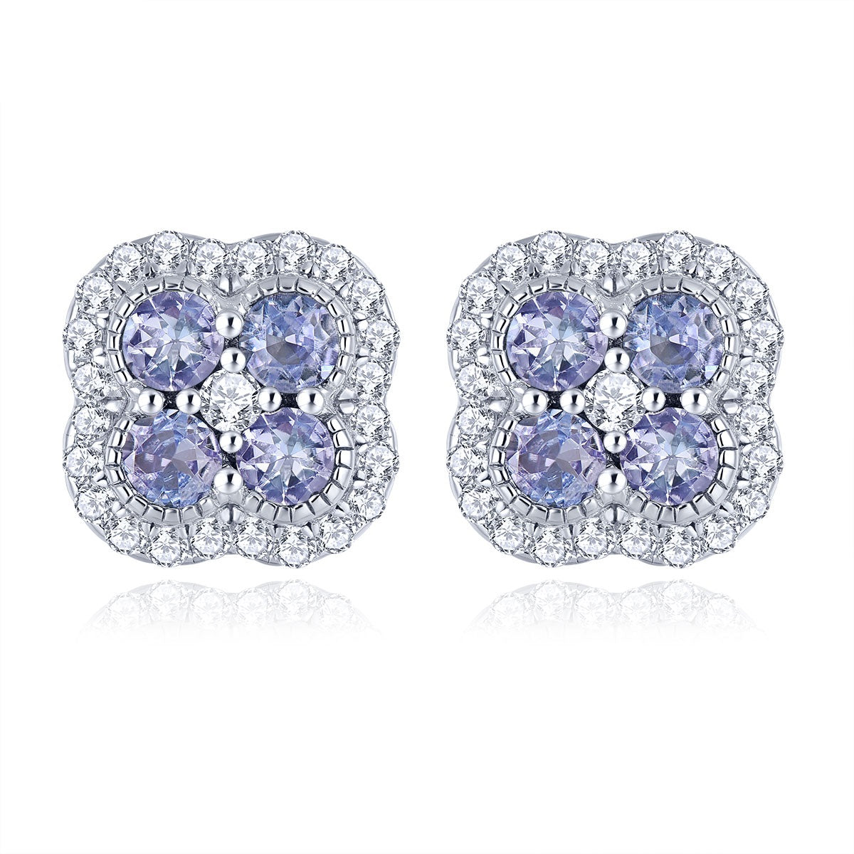Four-Stone Natural Gemstone Halo Stud Earrings - Your Choice of Gemstone - Premium Jewelry from Dazzling Delights - Just $92.95! Shop now at Dazzling Delights
