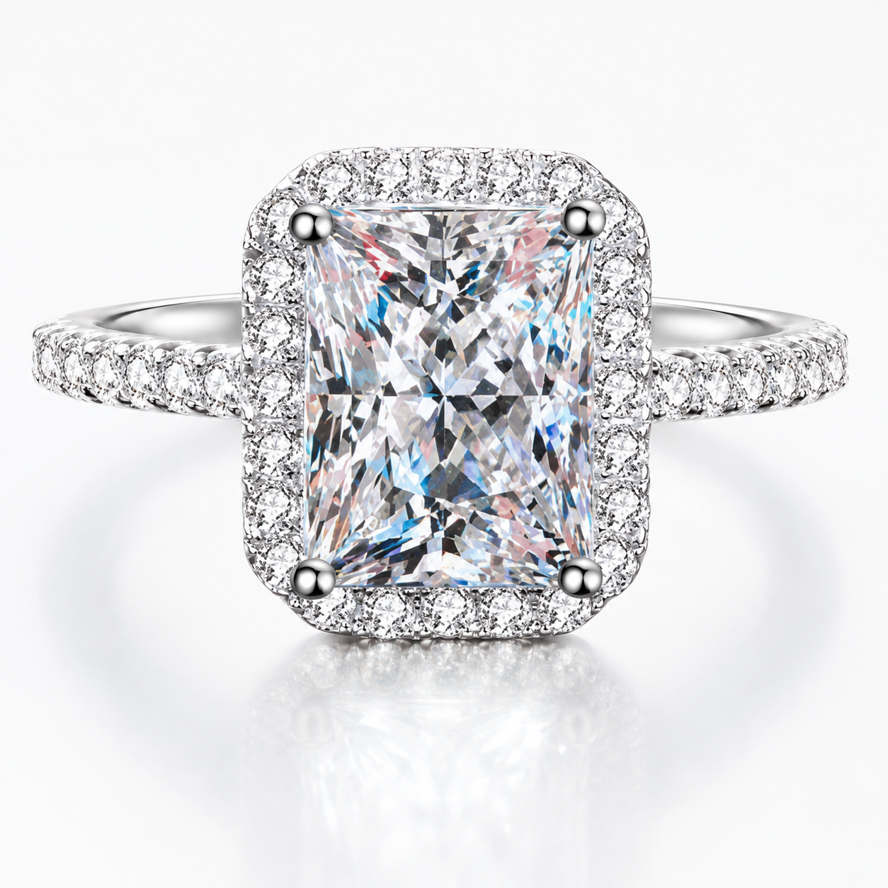 Radiant Halo Moissanite Engagement Ring