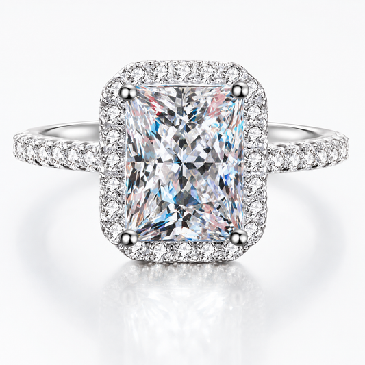 Radiant Halo Moissanite Engagement Ring