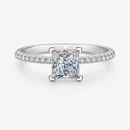 Anel Moissanite Corte Princesa 