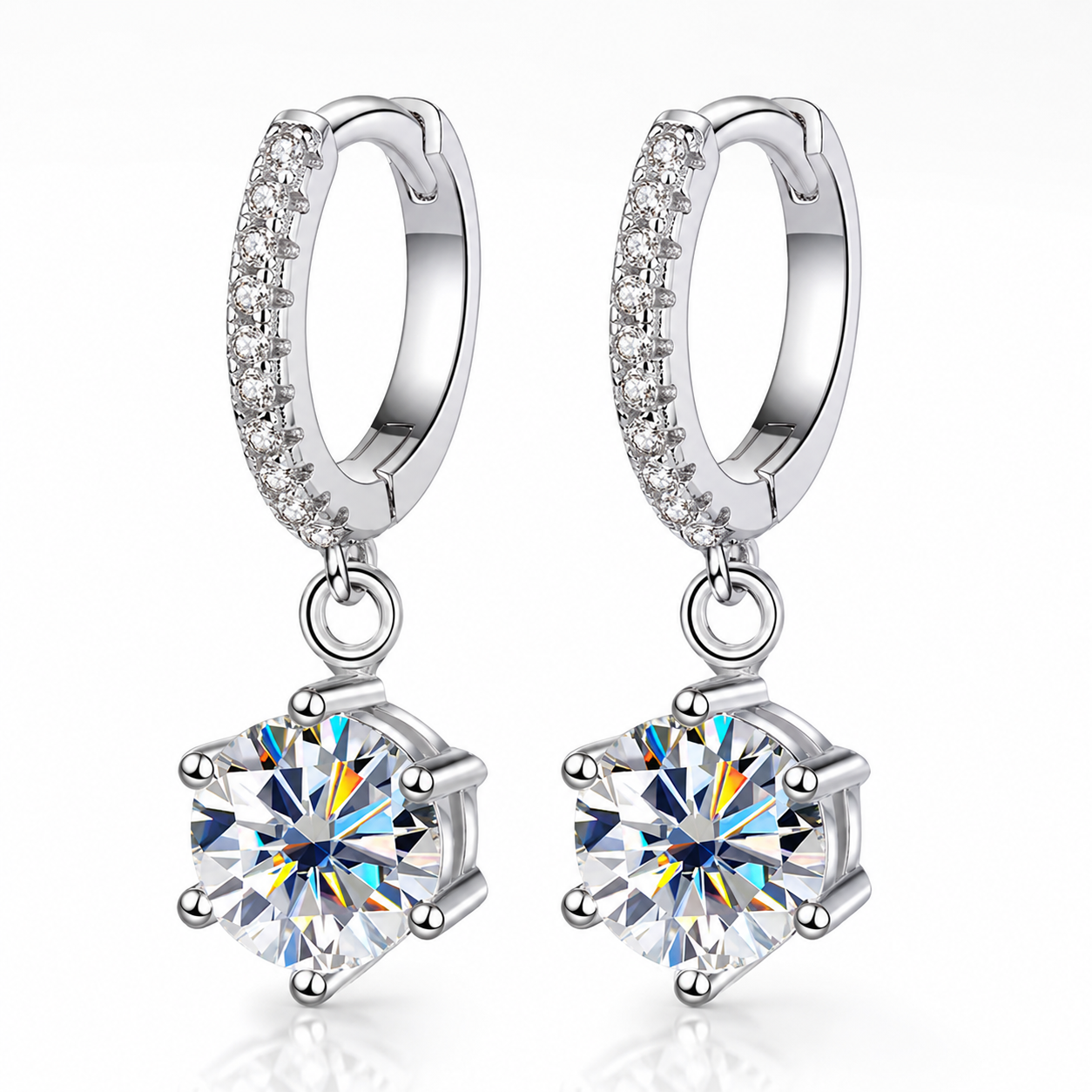 Brincos de gota de Moissanite de 6,5 mm 