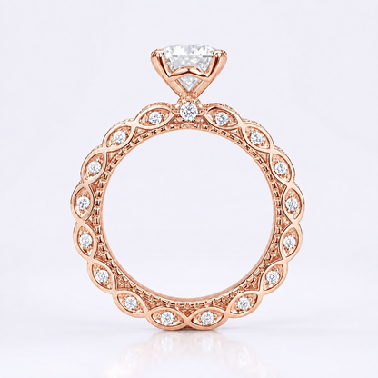 Vintage Round Brilliant Moissanite Rose Gold Engagement Ring