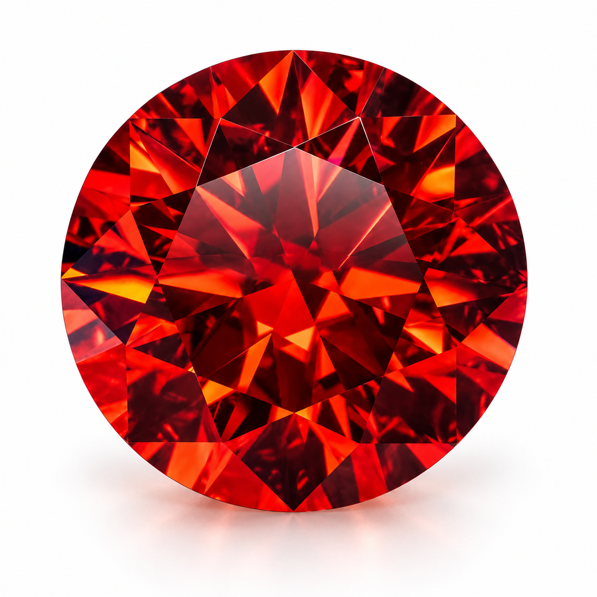 Pigeon Blood Red Round Brilliant Cut Moissanites