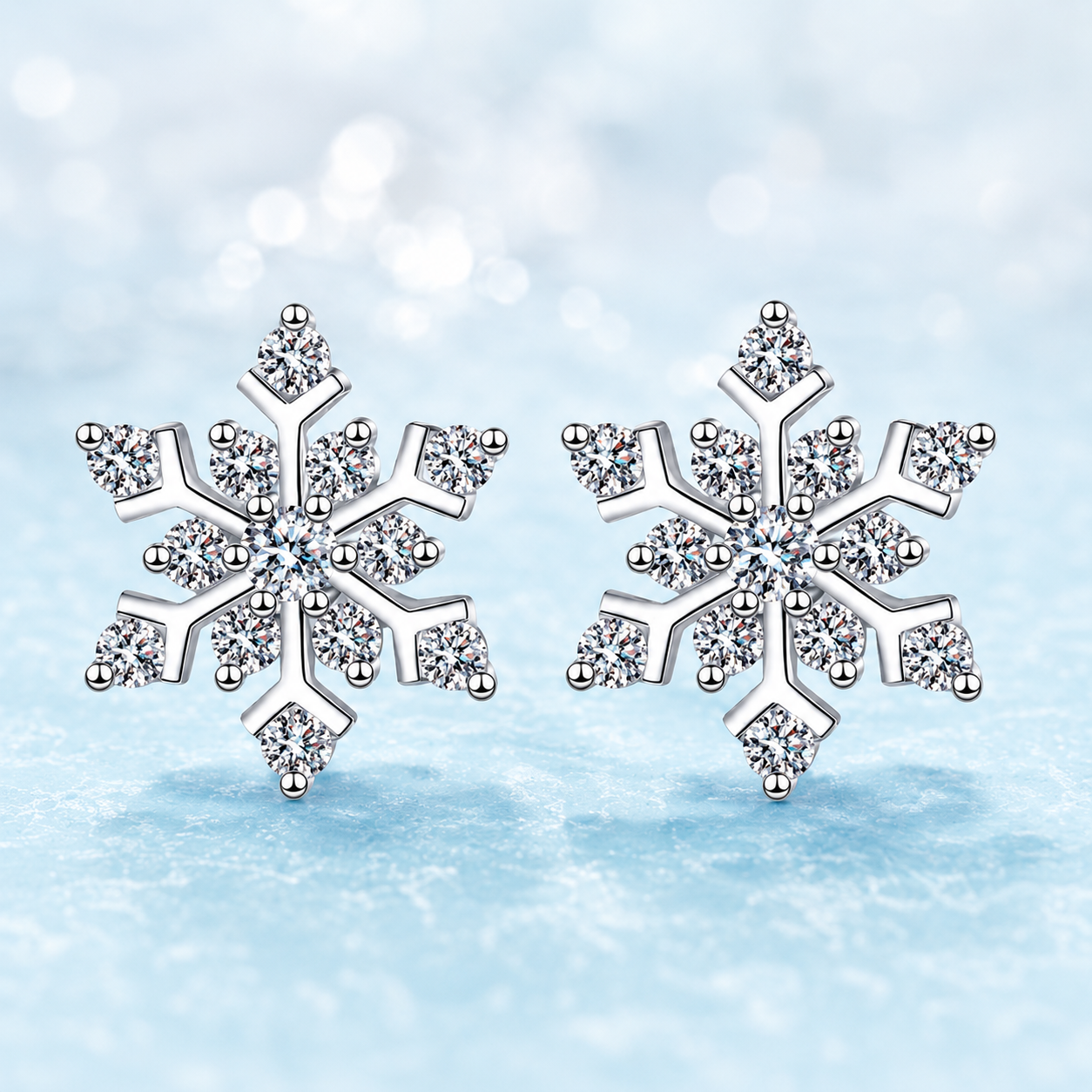 Snowflake Moissanite Stud Earrings