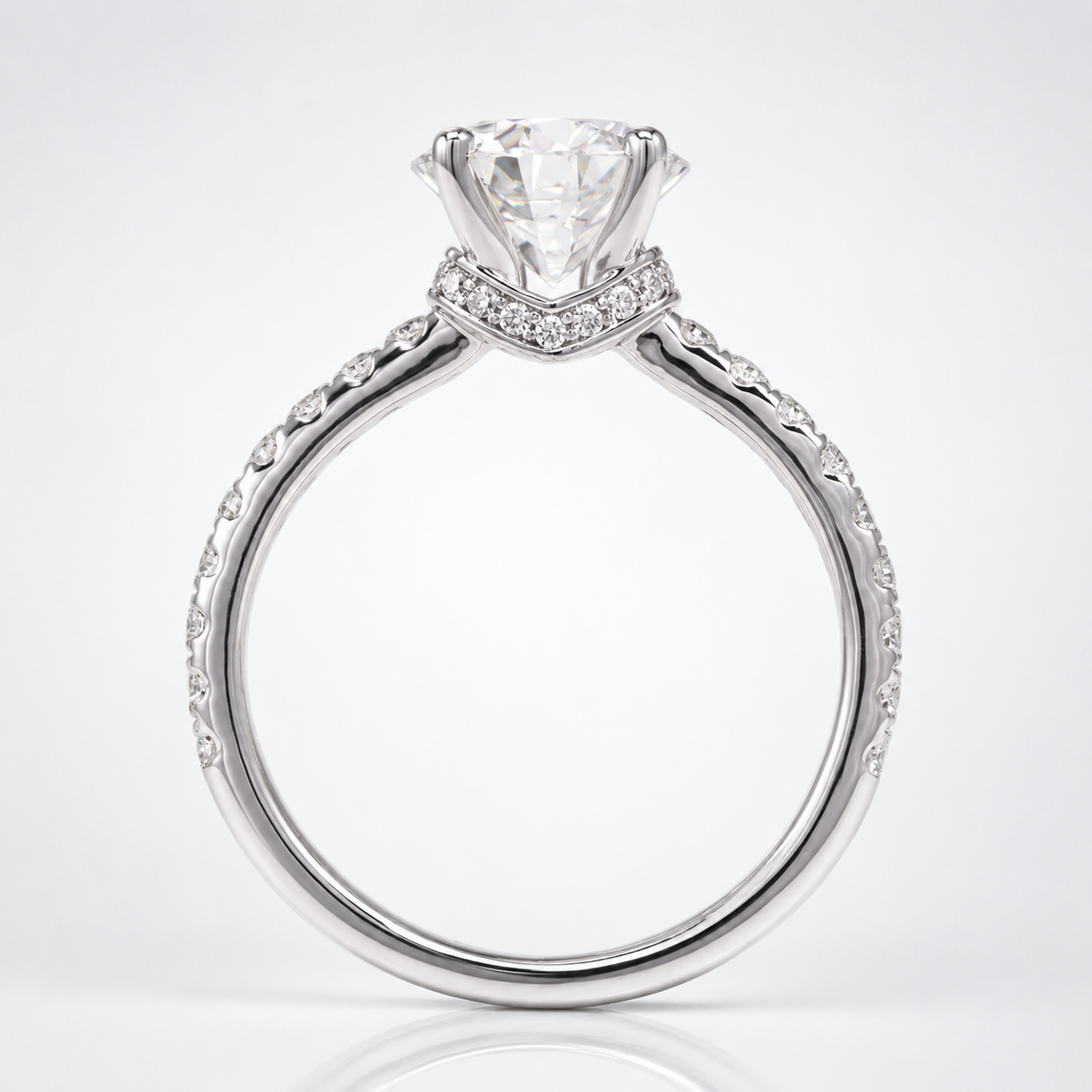 Round Brilliant Moissanite Hidden Halo Engagement Ring