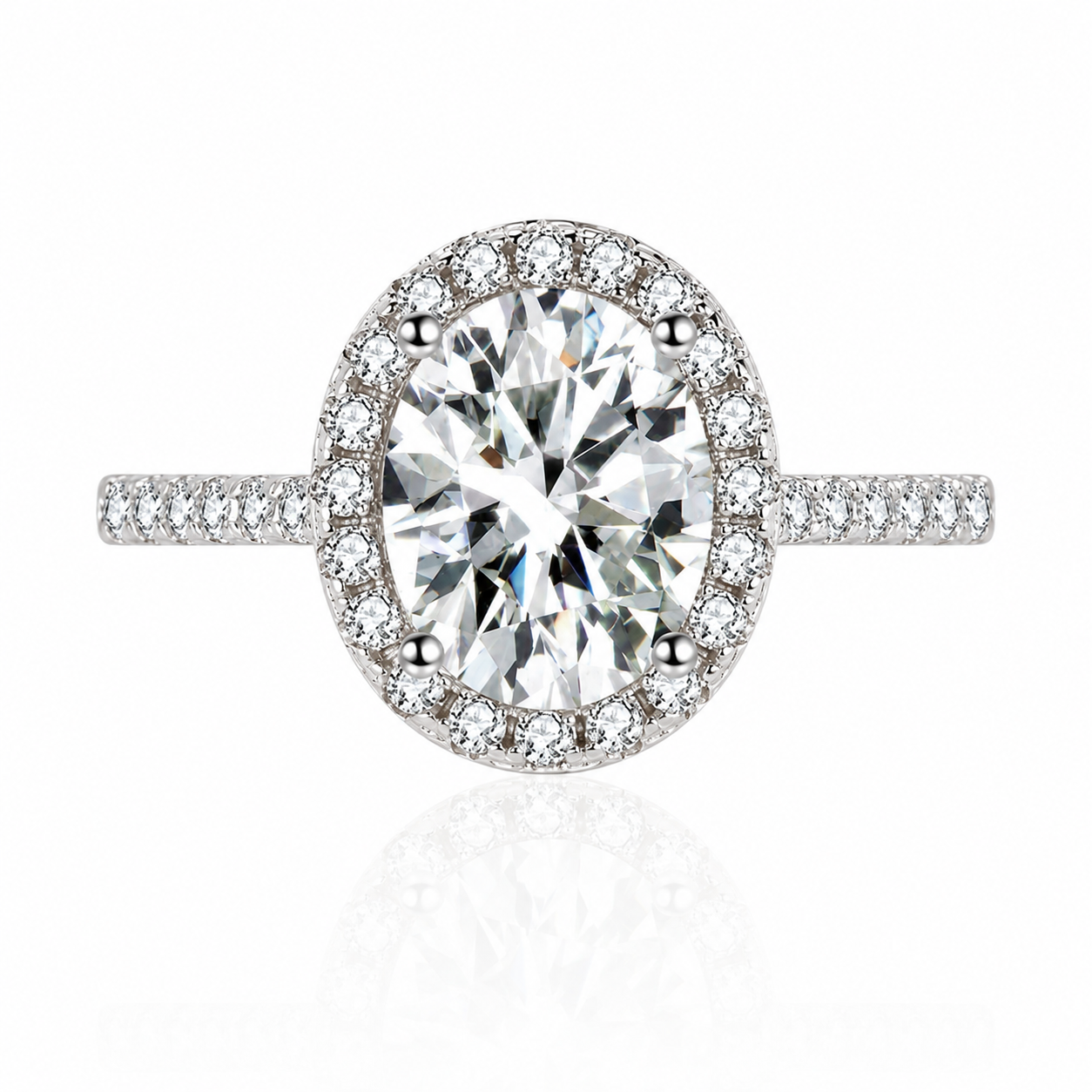 Oval Halo Moissanite Engagement Ring