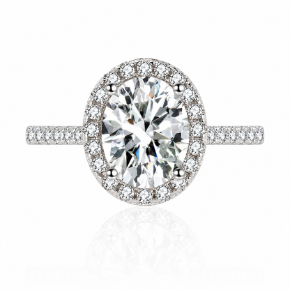 Oval Halo Moissanite Engagement Ring