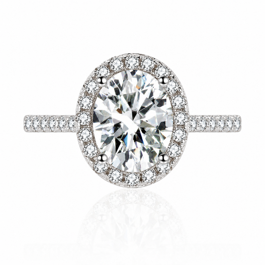 Oval Halo Moissanite Engagement Ring