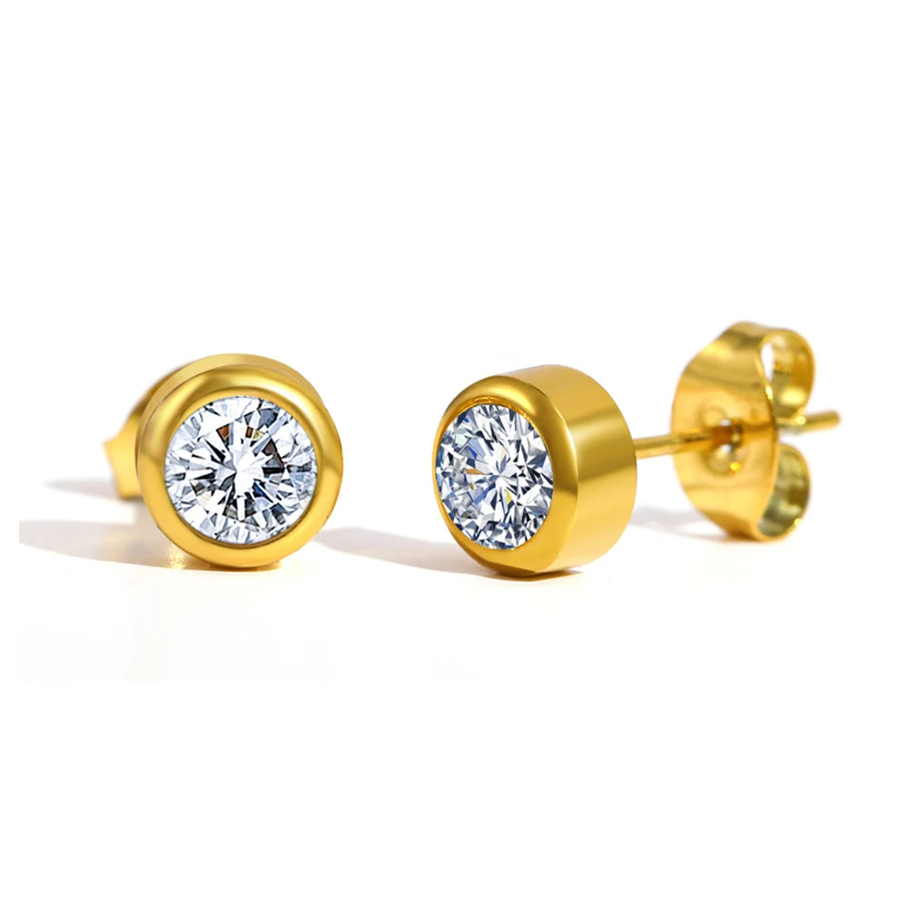 Titanium 5mm Cubic Zirconia Bezel Set Stud Earrings - Premium Jewelry from Dazzling Delights - Just $24.95! Shop now at Dazzling Delights