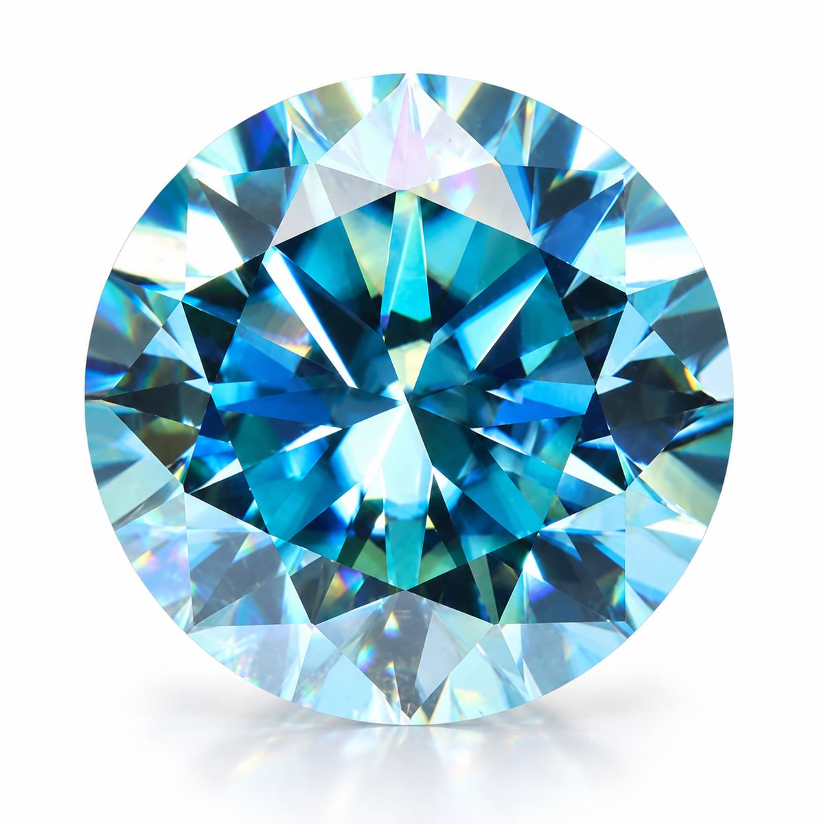 Sea Blue Round Brilliant Cut Moissanites