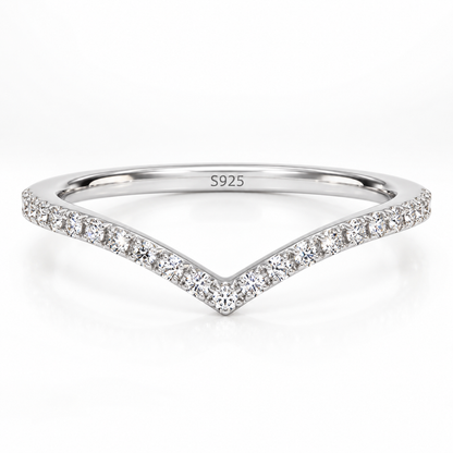 Moissanite Pavé Chevron Wedding Band