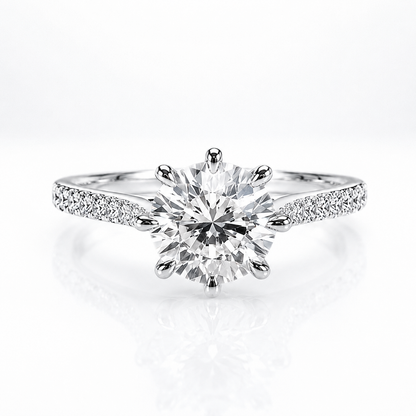 Round Brilliant Moissanite 8-Prong Pavé Engagement Ring