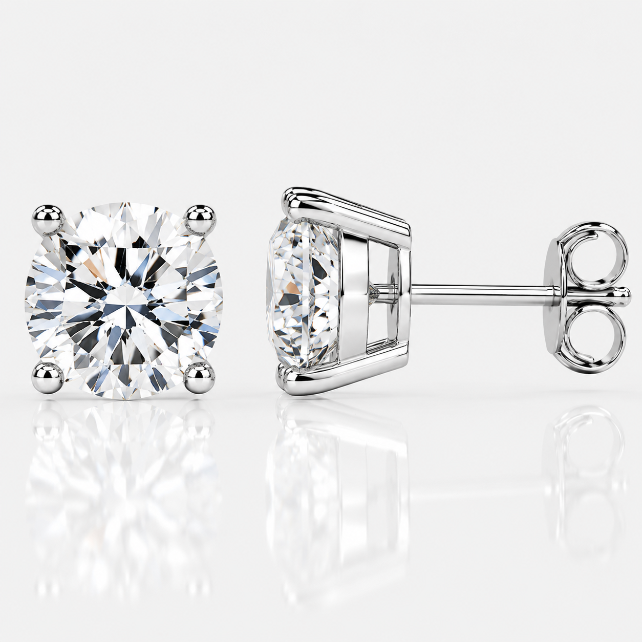 Four Prong Moissanite Solitaire Stud Earrings