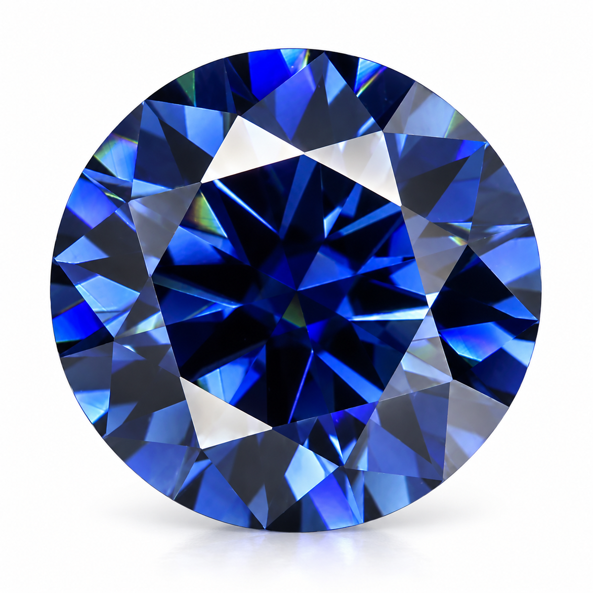 Royal Blue Round Brilliant Cut Moissanites