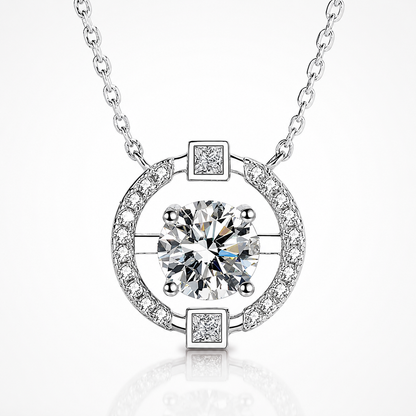 Colar redondo com pingente de moissanite com corte brilhante 