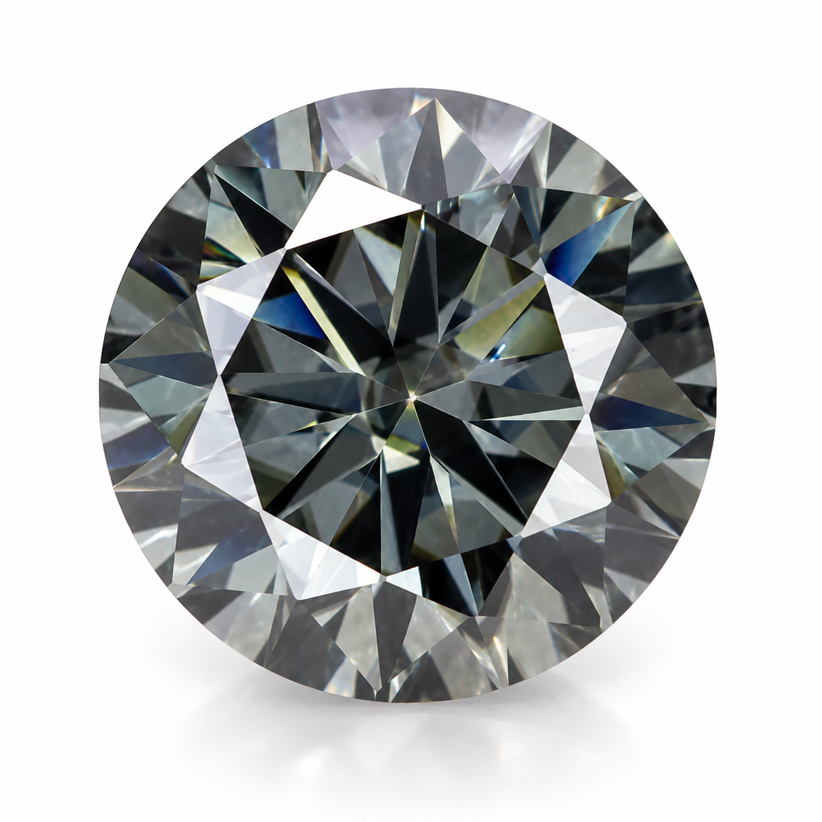 Grey Round Brilliant Cut Moissanites