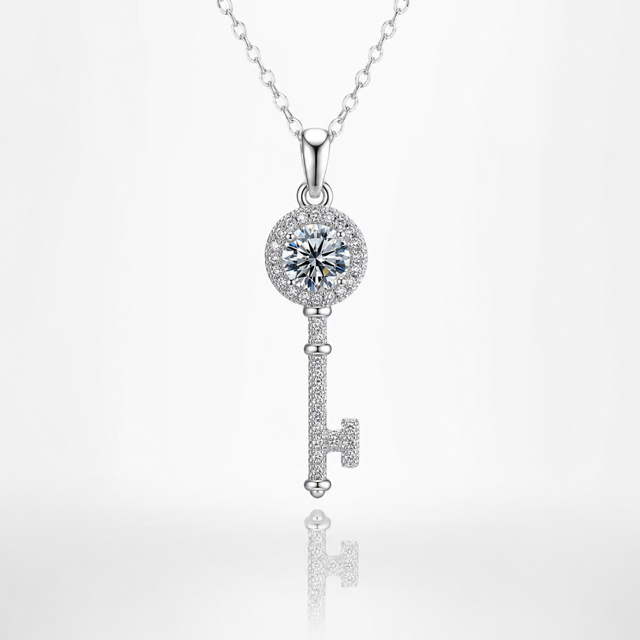 Moissanite Key Pendant Necklace
