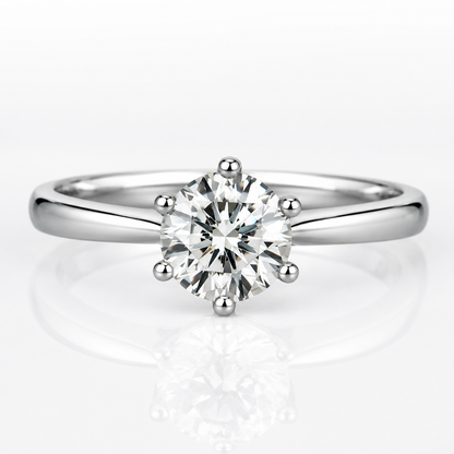 Anillo de compromiso clásico de moissanita con solitario estilo Tiffany de 6 puntas 