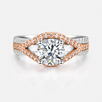 2ct Two-Tone Round Brilliant Moissanite Marquise Frame Engagement Ring