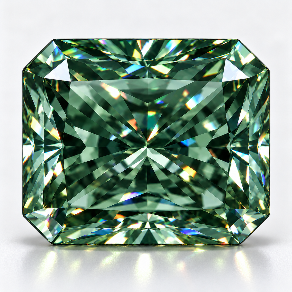 Green Radiant Cut Moissanites