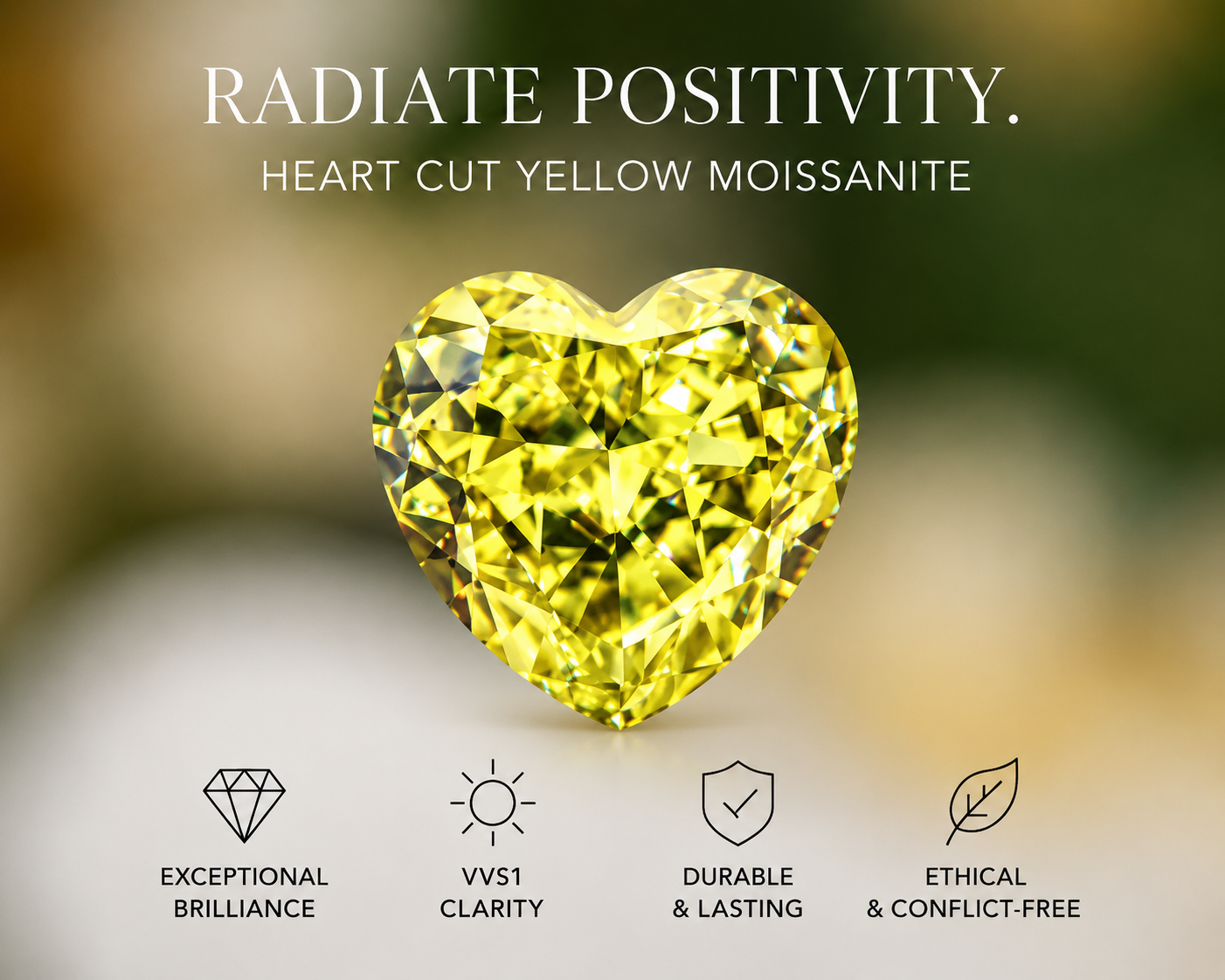 Vivid Canary Yellow Heart Cut Moissanites