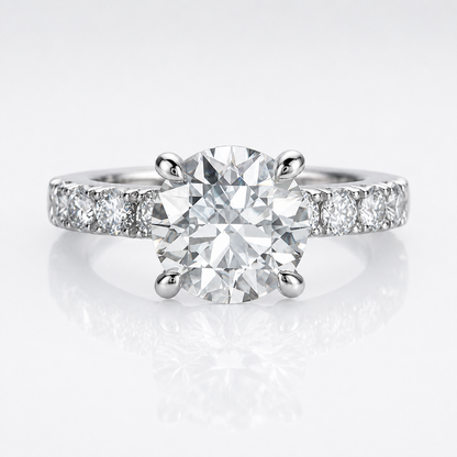 4.3ct Round Brilliant Moissanite Accent Engagement Ring