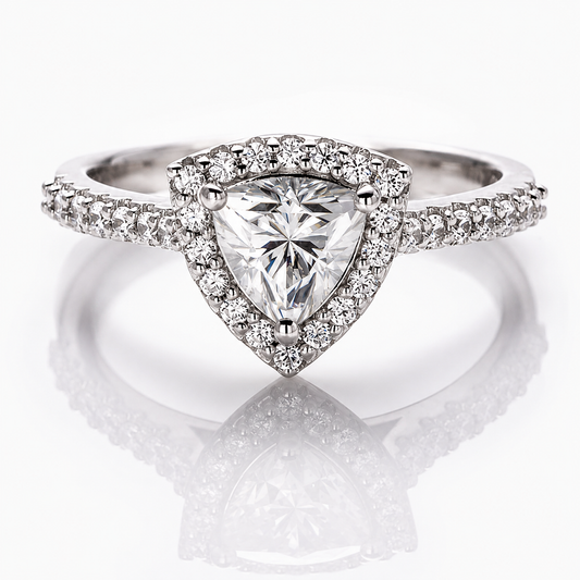 Trillion Halo Moissanite Engagement Ring