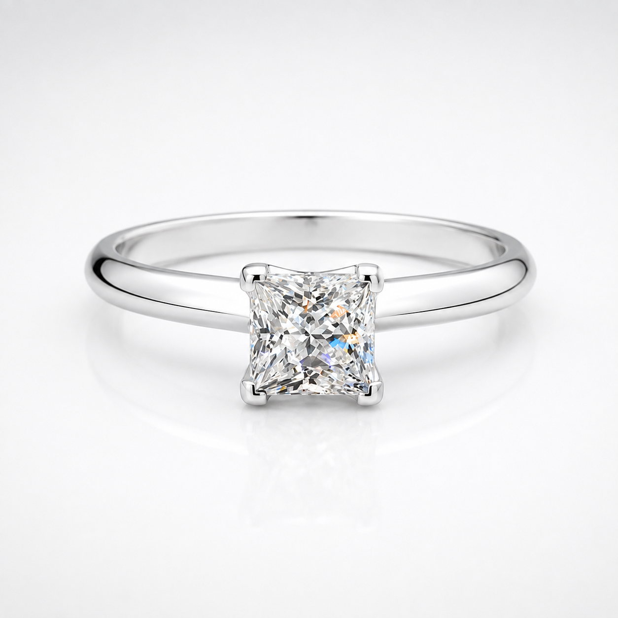 Anel de noivado Moissanite com corte princesa 