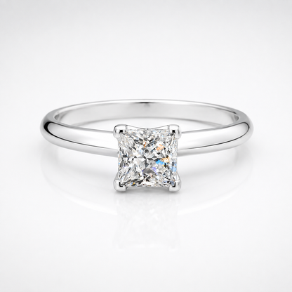 Anel de noivado Moissanite com corte princesa 