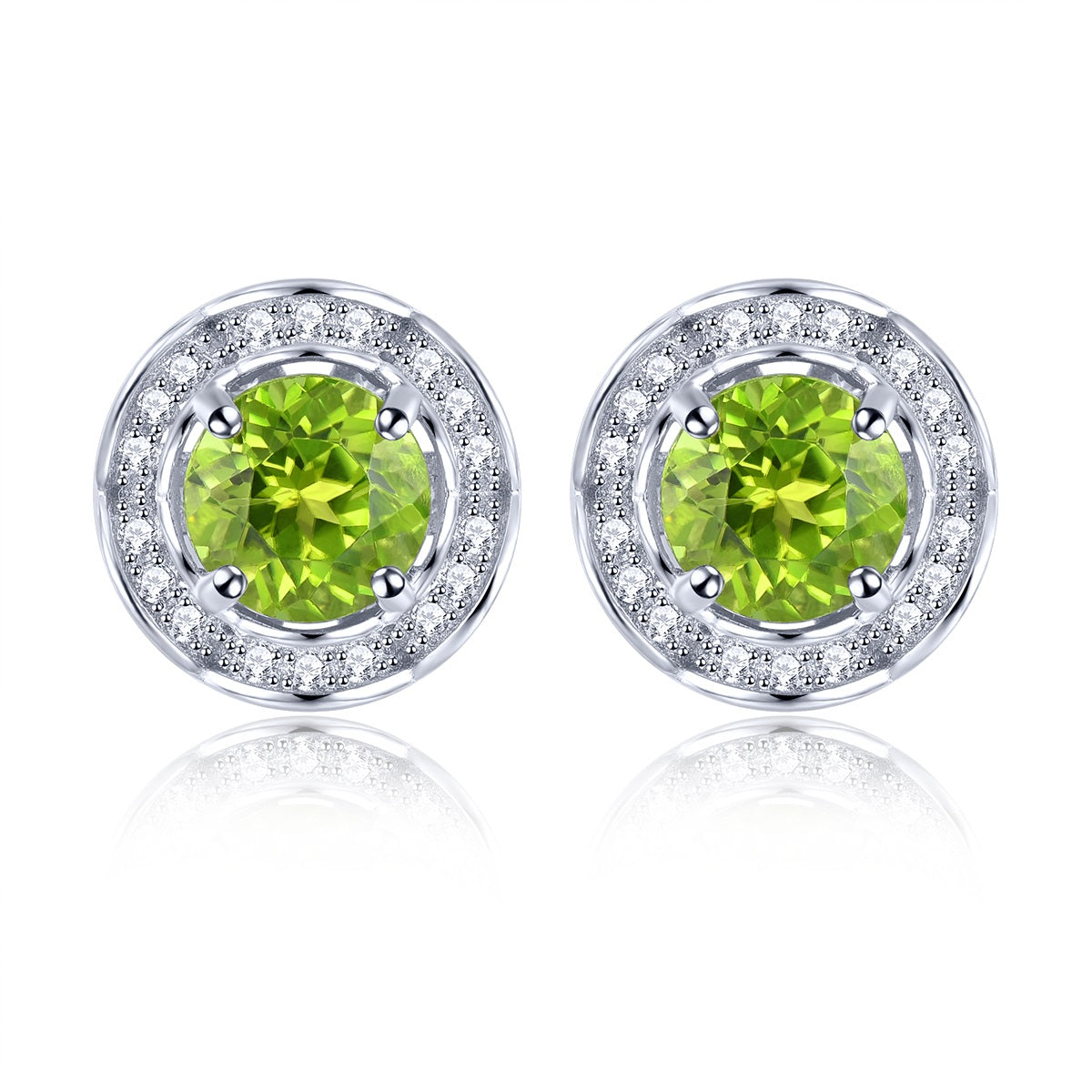 6mm Round Cut Natural Peridot Halo Stud Earrings - Premium Jewelry from Dazzling Delights - Just $97.95! Shop now at Dazzling Delights