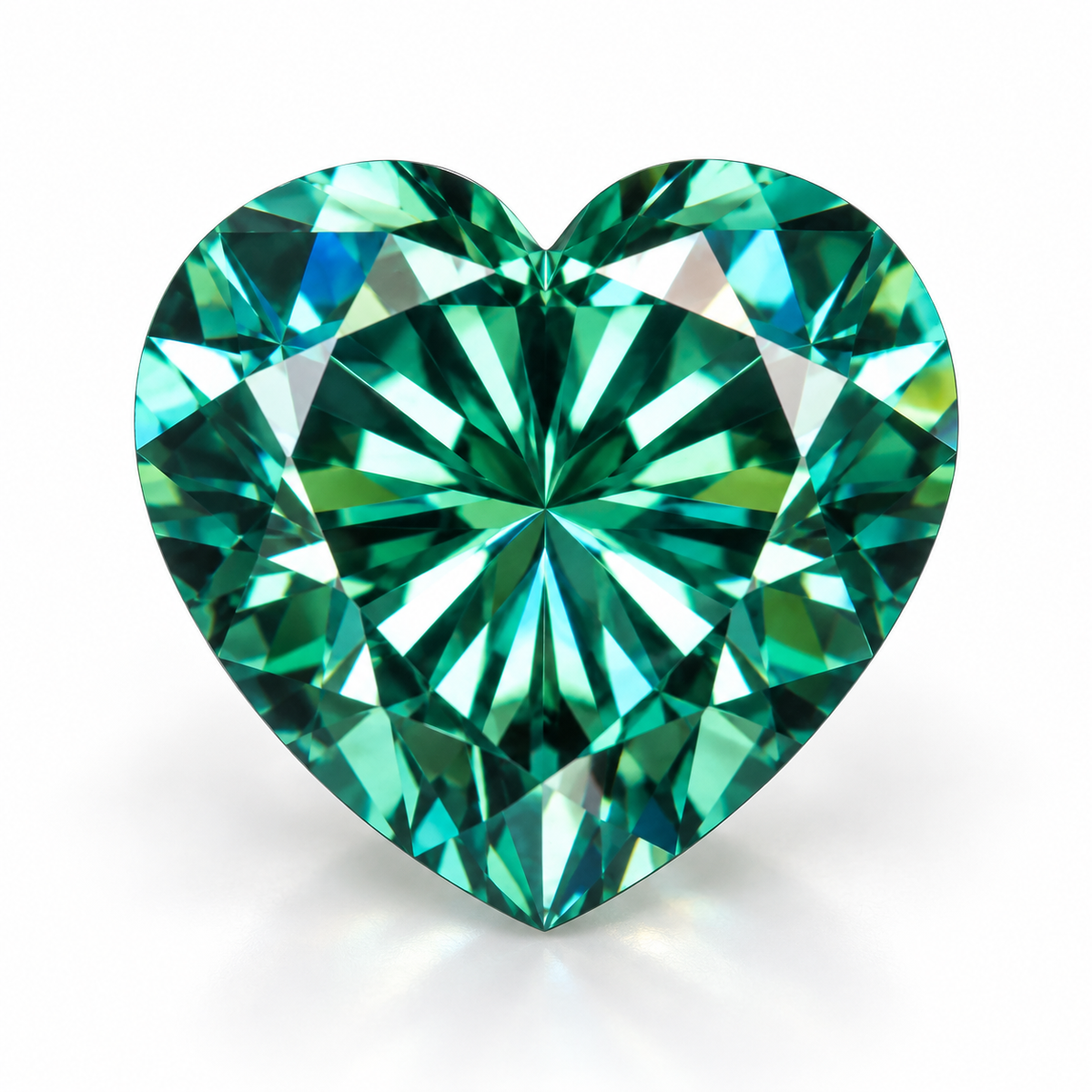 Emerald Green Heart Cut Moissanites