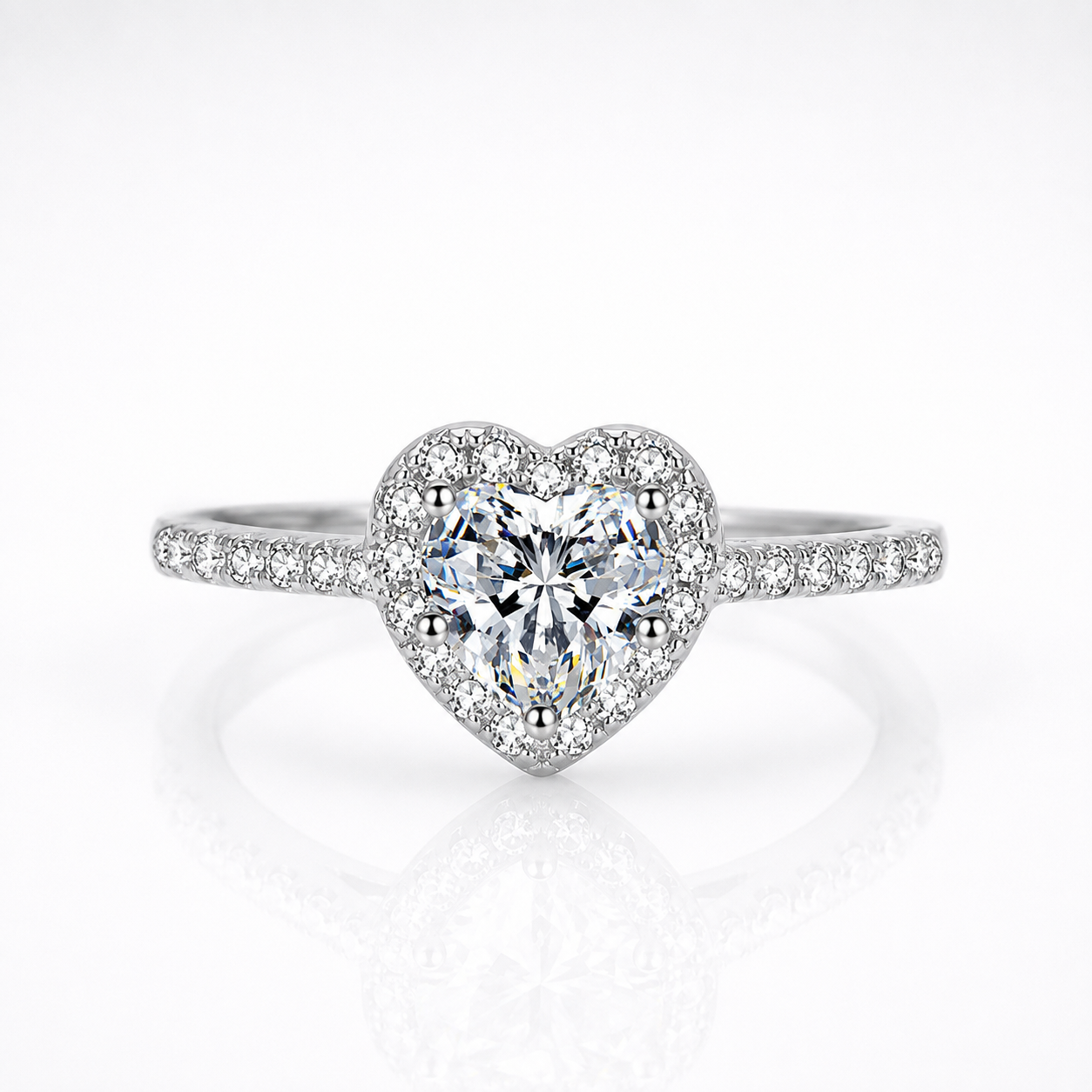 Anel Halo de Moissanite com Corte de Coração 