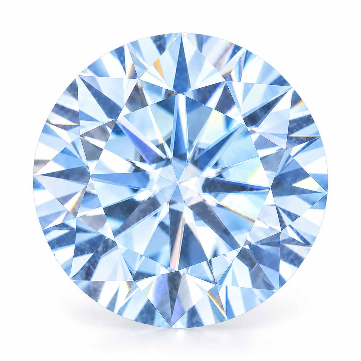 Baby Blue Round Brilliant Cut Moissanites