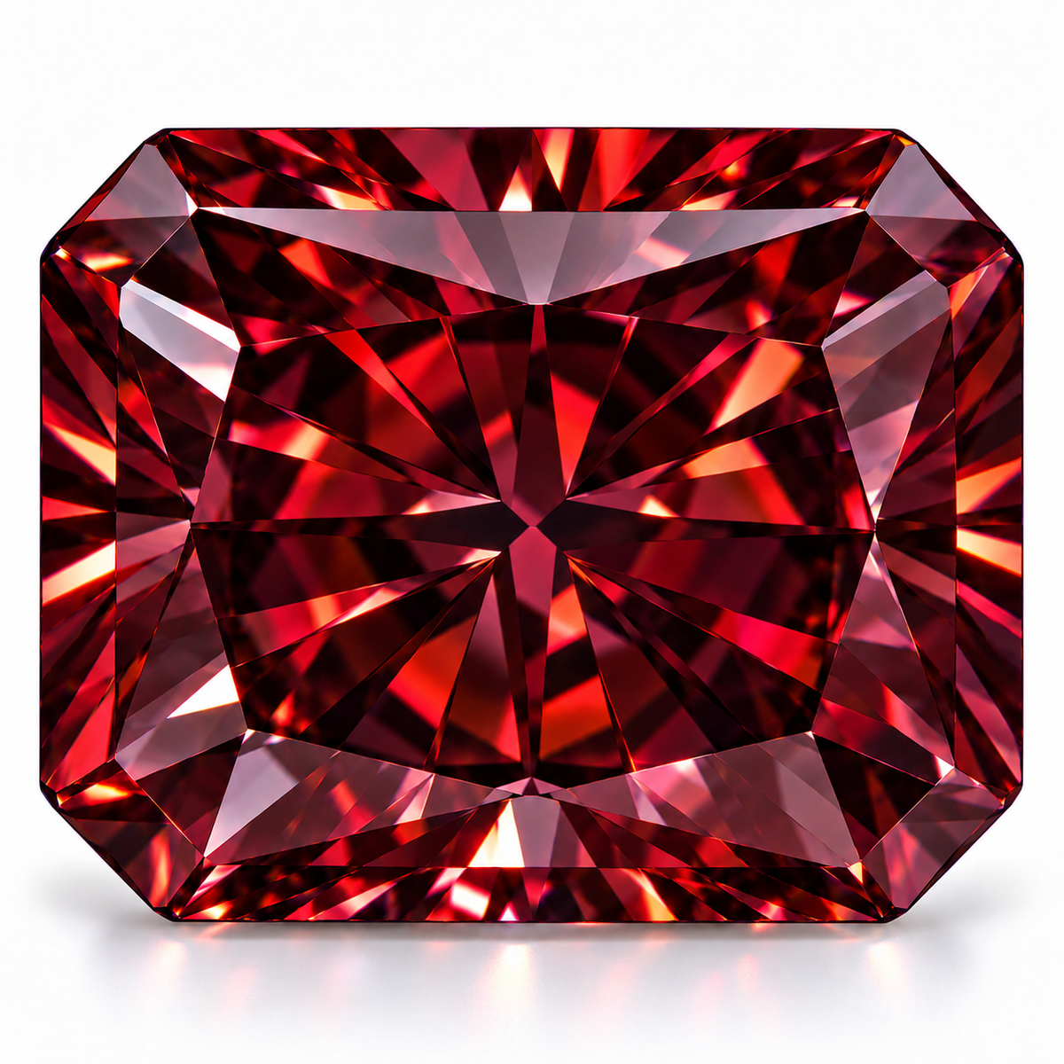 Pigeon Blood Red Radiant Cut Moissanites