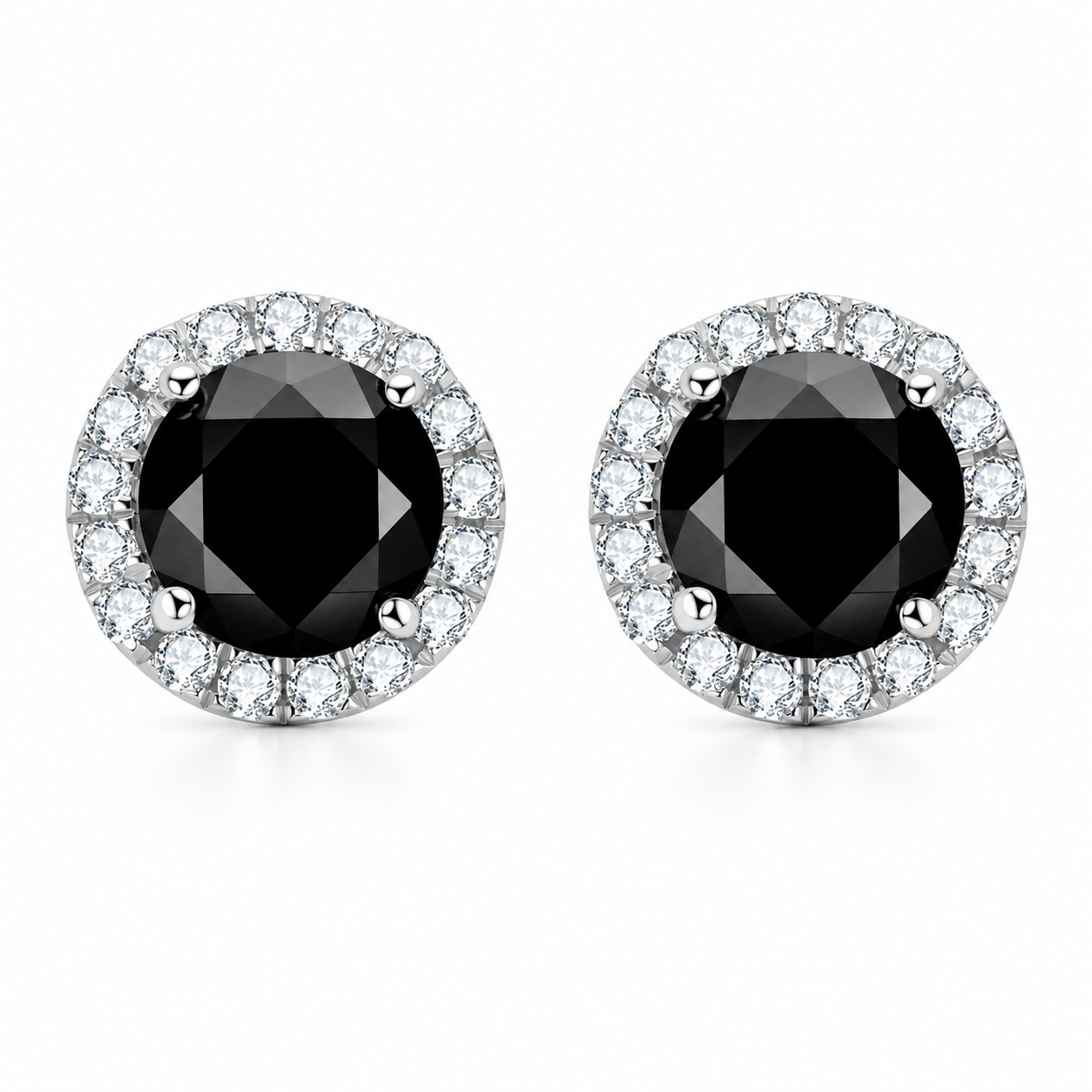 Black Halo Moissanite Stud Earrings
