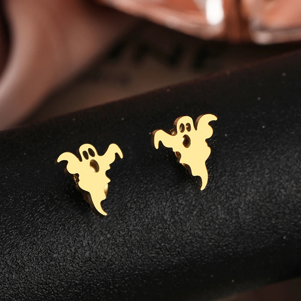 Titanium Ghost Halloween Stud Earrings - Premium Jewelry from Dazzling Delights - Just $28.95! Shop now at Dazzling Delights