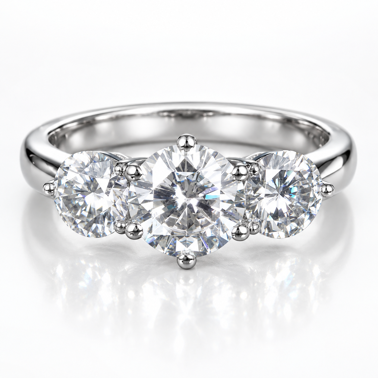Anillo de trilogía de moissanita de 3 quilates 