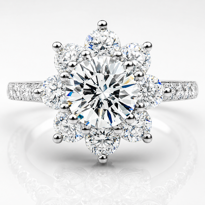Sunflower Moissanite Engagement Ring