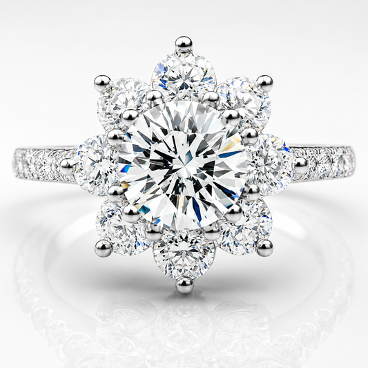 Sunflower Moissanite Engagement Ring
