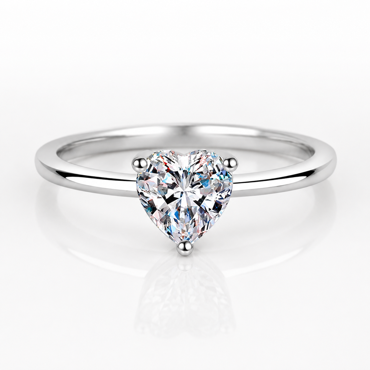 Anillo de compromiso con moissanita y solitario con talla de corazón 