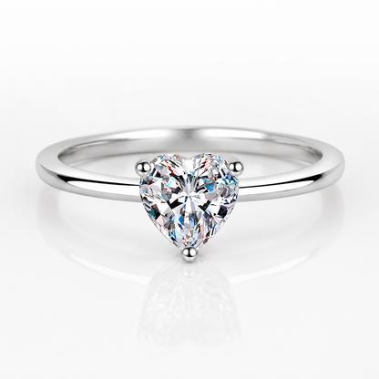 Anillo de compromiso con moissanita y solitario con talla de corazón 