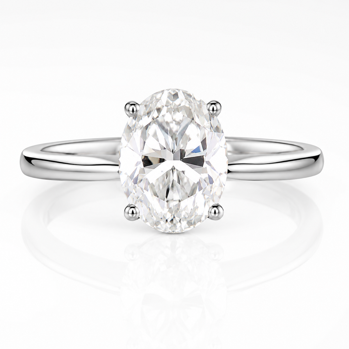 Anillo de compromiso con moissanita y solitario de talla ovalada 