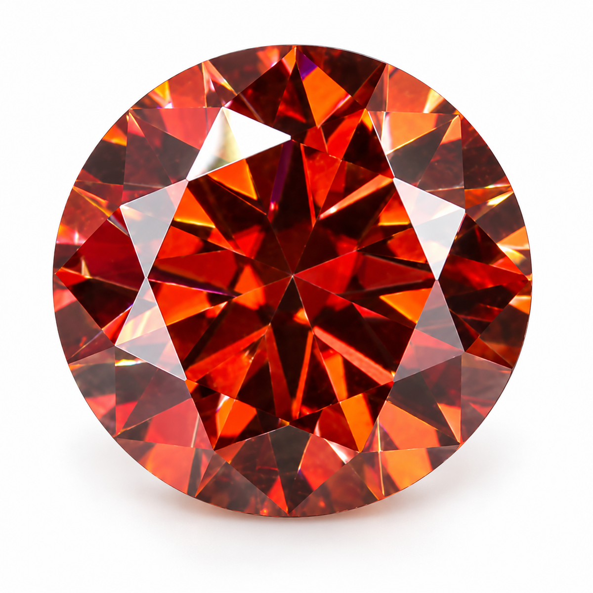 Pomegranate Red Round Brilliant Cut Moissanites