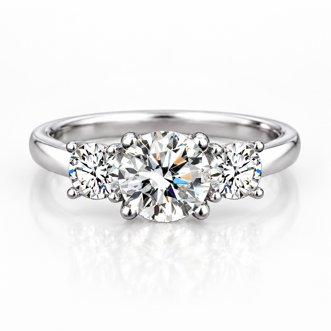 Anillo de trilogía de moissanita de 2 quilates 