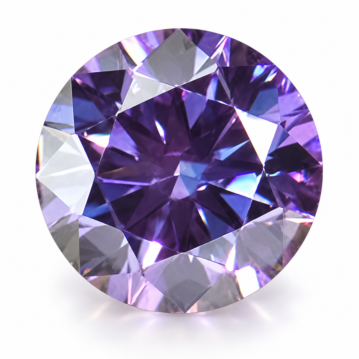 Purple Round Brilliant Cut Moissanites